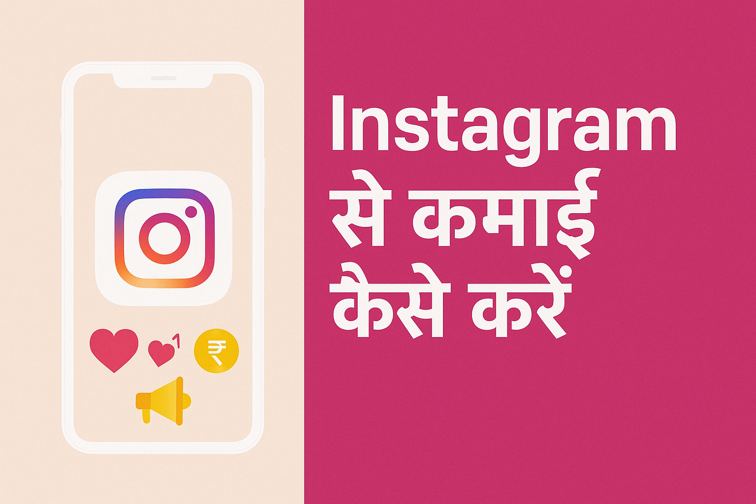 Instagram से कमाई कैसे करें – हिंदी में गाइड बैनर जिसमें स्मार्टफोन और इंस्टाग्राम लोगो दिख रहा है